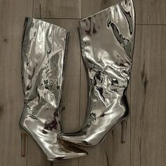 Silver boots, worn once!! Silver Boots, Women's Boots, Womens Boots, Boots, Silver