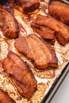 cooked meat on a baking sheet ready to be eaten