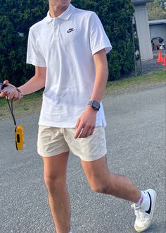 Polo Shirts And Shorts Men, Man Outfit Polo Shirt, Polo Guy Aesthetic, Men Outfits Polo Shirts, Polo Shirt Man Outfit, Man In Polo Shirt, Nike Summer Outfits Men, Nike Polo Outfit, Nike Polo Shirt Outfit Men