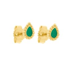 Gigi Clozeau - Emerald Lucky Cashmere Earrings, Yellow Gold Mini Earrings, Turquoise Green, Green And Black, Earring Necklace, Fairy Tale, Barbie Dolls, Persian, Fairy Tales, Dancing