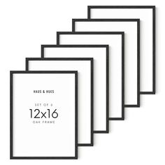 six black and white frames with the text 8x10 on them in different sizes