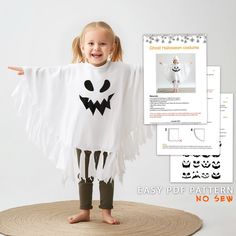 👻 Turn your little one into the cutest ghost on the block with our no sew ghost costume pattern! Perfect for boys and girls, this easy DIY tutorial is ideal for beginners, ensuring a fun and hassle-free crafting experience. 🎃 No Sew Pattern: No sewing required! Simply cut and assemble for a quick and easy ghost costume. 🎃 Easy DIY Tutorial: Step-by-step instructions guide you through the process, making it perfect for first-time crafters. 🎃 Unisex Design: Suitable for both boys and girls, th Homemade Ghost Costume For Kids, Diy Kids Ghost Costume, Diy Toddler Ghost Costume, Diy Ghost Costume For Kids, Easy Diy Halloween Costumes For Kids, Halloween Kostüm Diy, Diy Ghost Costume, Easy Ghost Costume, Toddler Ghost Costume