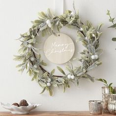 Mistletoe Merry Christmas Door Wreath With Foliage - Scandi Decorations - Wooden Christmas Decorations - Rustic Christmas - Holiday Decor Julkransar Diy, Mistletoe Wreath, White Tablescape, Hanger Christmas, Christmas Mistletoe, Christmas Door Wreath, Merry Christmas Message, Rustic Christmas Wreath, Wooden Christmas Decorations