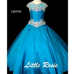 Little Rosie Ball Gown. Excellent Condition. Worn Once For Photoshoot. Corset Back. Pageant Gown, Caribbean Blue, Corset Back, Pageant Gowns, Kids' Dresses, Ball Gown, Ball Gowns, Color Blue, Size 12