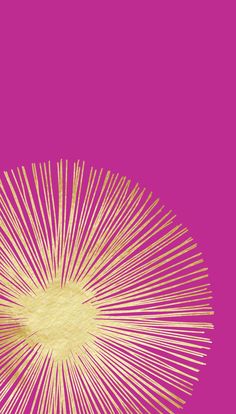 a pink background with gold lines and a circular object in the center that looks like a starburst