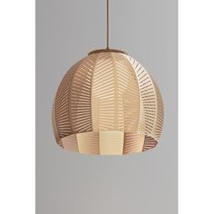 a wooden light fixture hanging from a ceiling