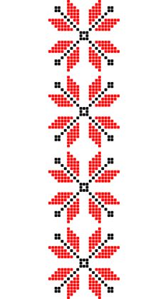 a cross stitch pattern in red and black