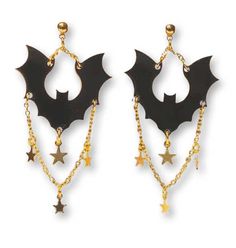 "Devereaux" Bat Earrings – Nicoletta Carlone Bat Earrings, Virtual Party, Brooch Necklace, Halloween Jewelry, Creepy Cute, Vintage Inspired Design, Polymer Clay Jewelry, Look Chic, Clay Jewelry