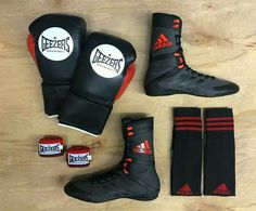 the adidas boxing gear is laid out and ready to be used