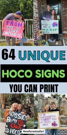 people holding signs that say unique hoco signs you can print