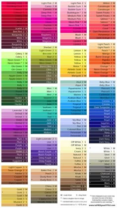 the color chart for all different colors in this page, you can see what they are