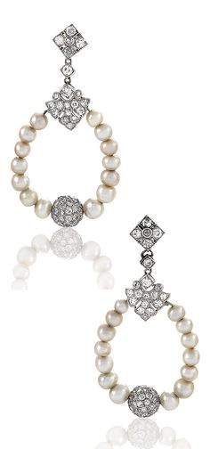 Diamond And Pearl Earrings, Water Gems, Women's Jewelry And Accessories, Classic Jewelry, Pearl Diamond, Diamond Set, Belle Epoque