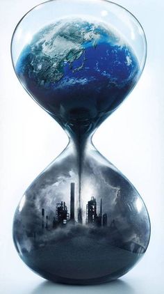 an hourglass with the earth in it