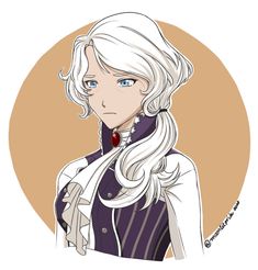 an anime character with long white hair and blue eyes