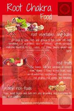 Food that can help to balance your Root Chakra Root Chakra Exercises, Root Chakra Foods Recipes, Root Chakra Foods, Food For Root Chakra, Root Chakra Practices, Balanced Root Chakra, Healing The Root Chakra, Root Chakra Unbalanced, Red Root Chakra