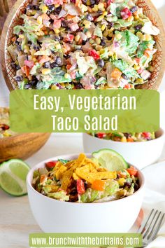 easy, vegetarian taco salad with avocado and black beans