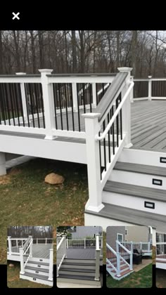 the steps and railings on this deck are painted white