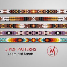 the 5 different patterns for loom hat bands