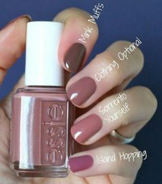 Essie Sorrento Yourself, Essie Clothing Optional Nail Polish, Essie Island Hopping, Essie Clothing Optional, Nail Polish Colors Essie, Brown Nail Polish, Fun Nail Colors, Lipstick Kit