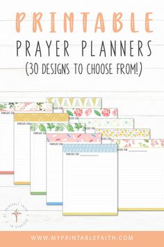 the printable prayer planner is shown with text that reads,'free printable prayer planner planners 30 designs to choose from