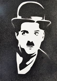 a black and white drawing of a man wearing a hat with a mustache on it