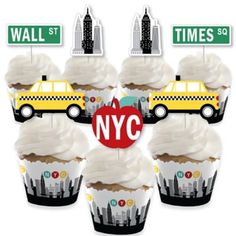 new york city cupcakes with white frosting