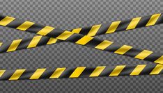 yellow and black striped caution tape on a transparent background with space for text or image