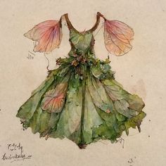 a drawing of a dress made out of leaves