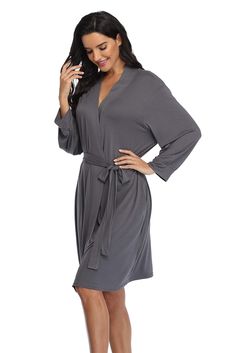 PRICES MAY VARY. [Material]: This short cotton bathrobe is soft and comfy to wear. Skin-friendly, breathable .Keep you cozy and convenient at home. [Unique Design]: The short kimono robe features V-Neck, 3/4 sleeves,Inner tie & Waist front tie for firmly security. Side pockets to keep your hands warm or to keep things close by your side while you are lounging or nursing your baby. [Enjoy Your Time]:This robe is a perfect choice for the relaxed morning and evening. Great for lounge wear, sleepwea Winter Robes, Short Kimono Robe, Cotton Bathrobe, Womens Bathrobes, Short Kimono, Womens Kimono, Pajama Party, Sleepwear Robe, Maternity Wear