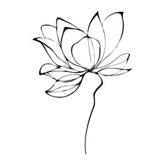 a black and white drawing of a flower