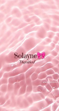 some pink water with the word solayne on it