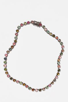 Multi tourmaline Sterling silver with black rhodium finish 16" in length Made to order. Ships in 4-5 weeks Not available for refund - Exchanges only Multicolor Multi-strand Gemstone Beaded Necklaces, Multicolor Tourmaline Faceted Beads Necklace, Gold Multi-stone Tourmaline Necklaces, Rainbow Multi-stone Necklace In Fine Jewelry Style, Multicolor Tourmaline Multi-stone Necklace, Black Rhodium, Ring Necklace, Not Available, Sale Items