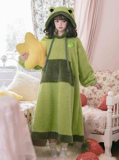 SizeSLFull Length112115Shoulders5355.5Bust132138Sleeve Length5153Hem Circumference228232 Frog Pajamas, Kawaii Pajamas, One Piece Jumper, Pajama Lounge, Style Kawaii, Lolita Outfits, Classic Lolita, Pajama Outfits, Pajama Dress