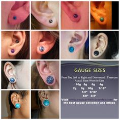 several images of different types of ear piercings and their measurements are shown in the above image