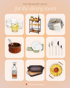 an image of various items that are for the dining room on this page, which includes dishes and utensils