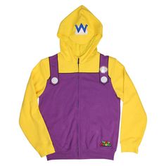 If you love Super Mario Bros then this officially-licensed Wario Adult Costume Zip Up Hoodie Sweatshirt might be perfect for you this Halloween when you decide that dressing up in a DIY Super Mario Brothers Wario Halloween costume is what you're life's ambitions detail.  Show your friends that you're the ultimate Super Mario Bros. fan today. Wario Costume, Hulk Hogan Halloween, Teenage Mutant Ninja Turtles Halloween Costume, Teenage Mutant Ninja Turtles Halloween, Ninja Turtles Halloween, Mario Costumes