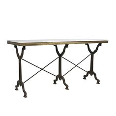 an iron and marble console table