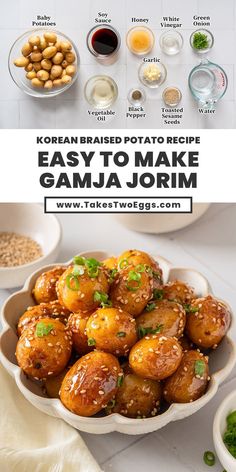 korean fried potato recipe with easy to make gamja jormin in the bowl