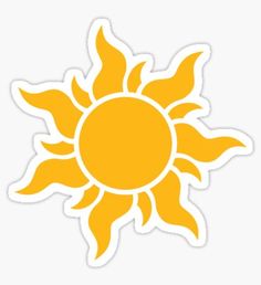 a yellow sun sticker on a white background