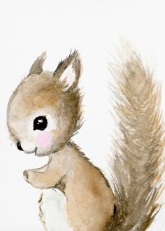 a watercolor painting of a squirrel holding an egg