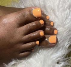 Orange Pedicure Toenails, Nail October, Orange Toenails, Feet Nail Art Designs, Feet Nail Art, Orange Pedicure, Orange Toes, Orange Toe Nails