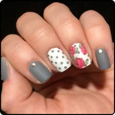 50 Spring Nail Art Ideas to Spruce Up Your Paws Purple Polka Dot Nails, Floral Gel Nails, Nails Design Spring, Spring Nail Ideas, Dot Nails, Floral Nail Designs, Polka Dot Nails, Dots Nails, Nails Polish