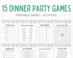 the printable dinner party games for kids