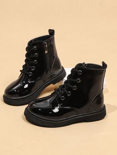 1 Pair Children's Black Patent PU Boots, Fashion Short Boots For Kids, Autumn/Winter 2024 New Arrival Black Fashionable    Plain    Kids Shoes, size features are:Bust: ,Length: ,Sleeve Length: Cute Boots Black, Boots For Kids, Pu Boots, Autumn Winter 2024, Cute Boots, Womens Ankle Boots, Thick Heels, Kids Boots, Mid Calf Boots