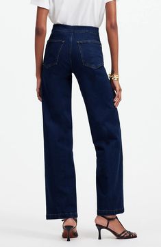 Madewell Emmett Wide Leg Jeans | Nordstrom Classic Dark Wash Wide Leg Flare Jeans, Wide Leg Dark Wash Flare Jeans, Wide Leg Flare Jeans With Pockets, Dark Wash Wide Leg Bottoms With Welt Pockets, Denim Blue Wide Leg Jeans With Welt Pockets, Wide Leg Jeans With Welt Pockets In Denim Blue, Wide Leg Dark Wash Bottoms With Welt Pockets, Wide Leg Denim Blue Jeans With Welt Pockets, Modern Dark Wash Mid-rise Flare Jeans