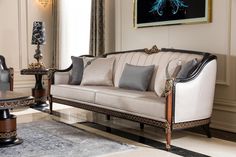 Colpan Sofa - Ali Guler Furniture Luxury Sofa Design Classic, Carving Sofa Design, Rich Sofa, New Classic Sofa, Classic Sofa Sets, Luxury Couch, Carved Sofa, Luxury Sofa Design, Classic House Exterior