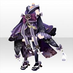 an anime character dressed in black and purple