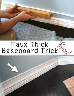 the baseboard trick is easy to do with any flooring material that needs to be sanded down