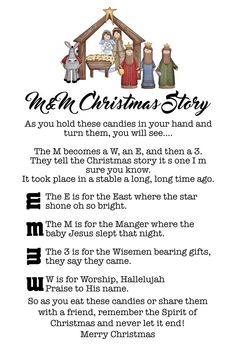 a christmas story with an image of the nativity scene and text in black on white