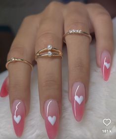 February Nails, Colorful Nails, Her Nails, Classy Acrylic Nails, Pretty Gel Nails, Soft Nails, Heart Nails, Fire Nails, Pretty Acrylic Nails